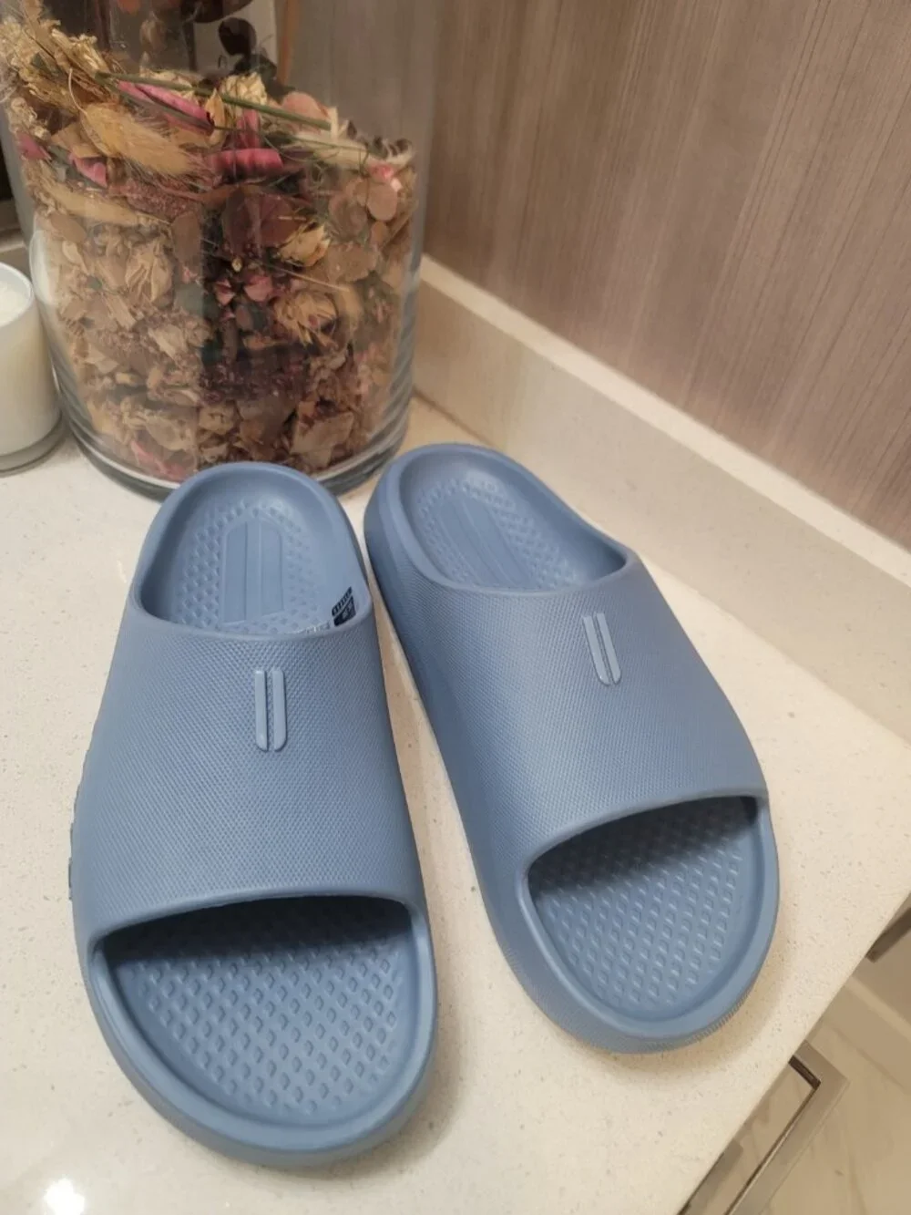 Nobull Unisex Comfort Slides M 12 Comfort Slip On Large Logo NEW Steel Blue